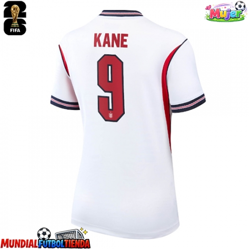 Camiseta Inglaterra Harry Kane #9 Primera Equipación Replica Mundial 2026 para mujer mangas cortas